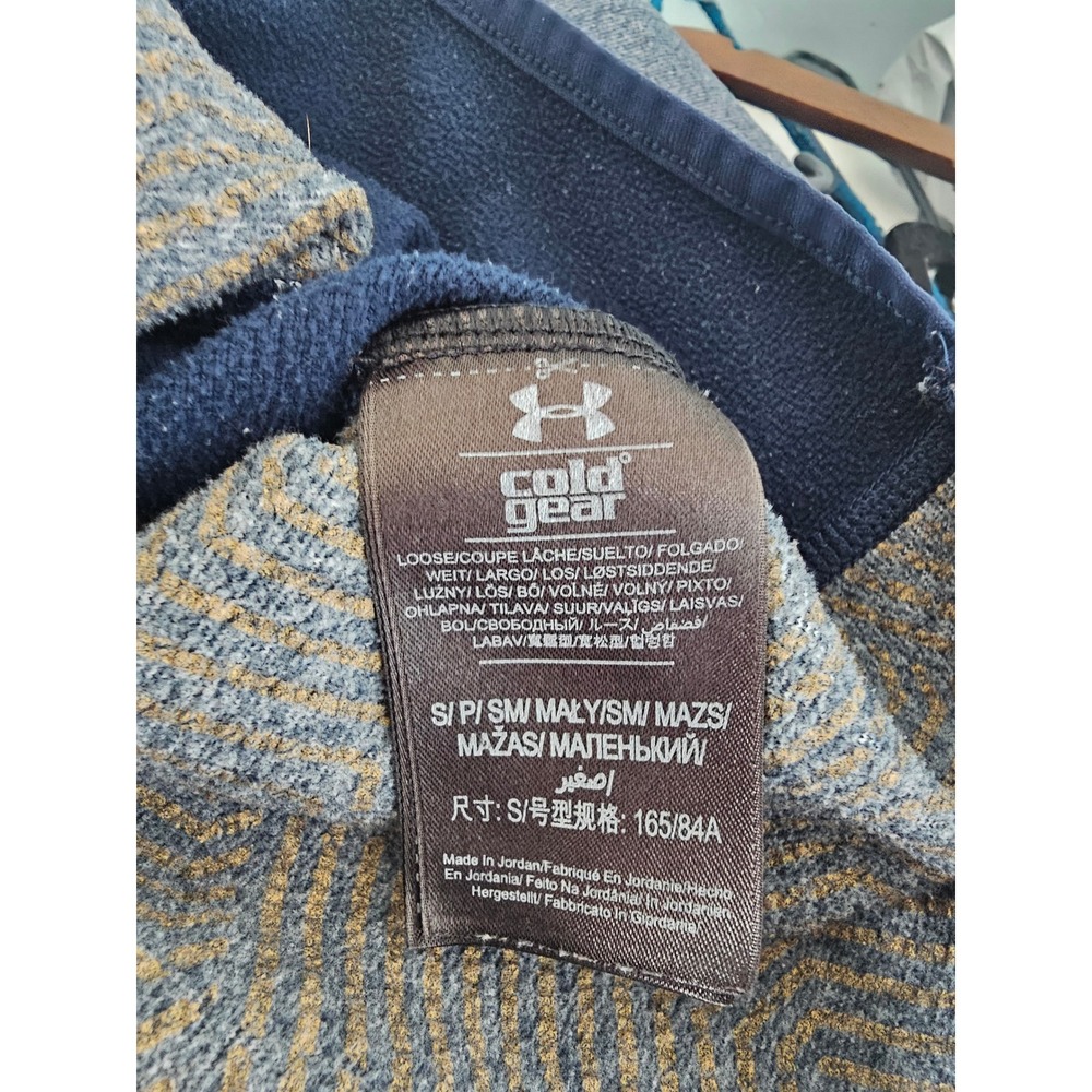 Athletic Under Armour ColdGear 1/4 Zip Pullover Mens Small Blue Gray Mock Neck - Picture 4 of 7